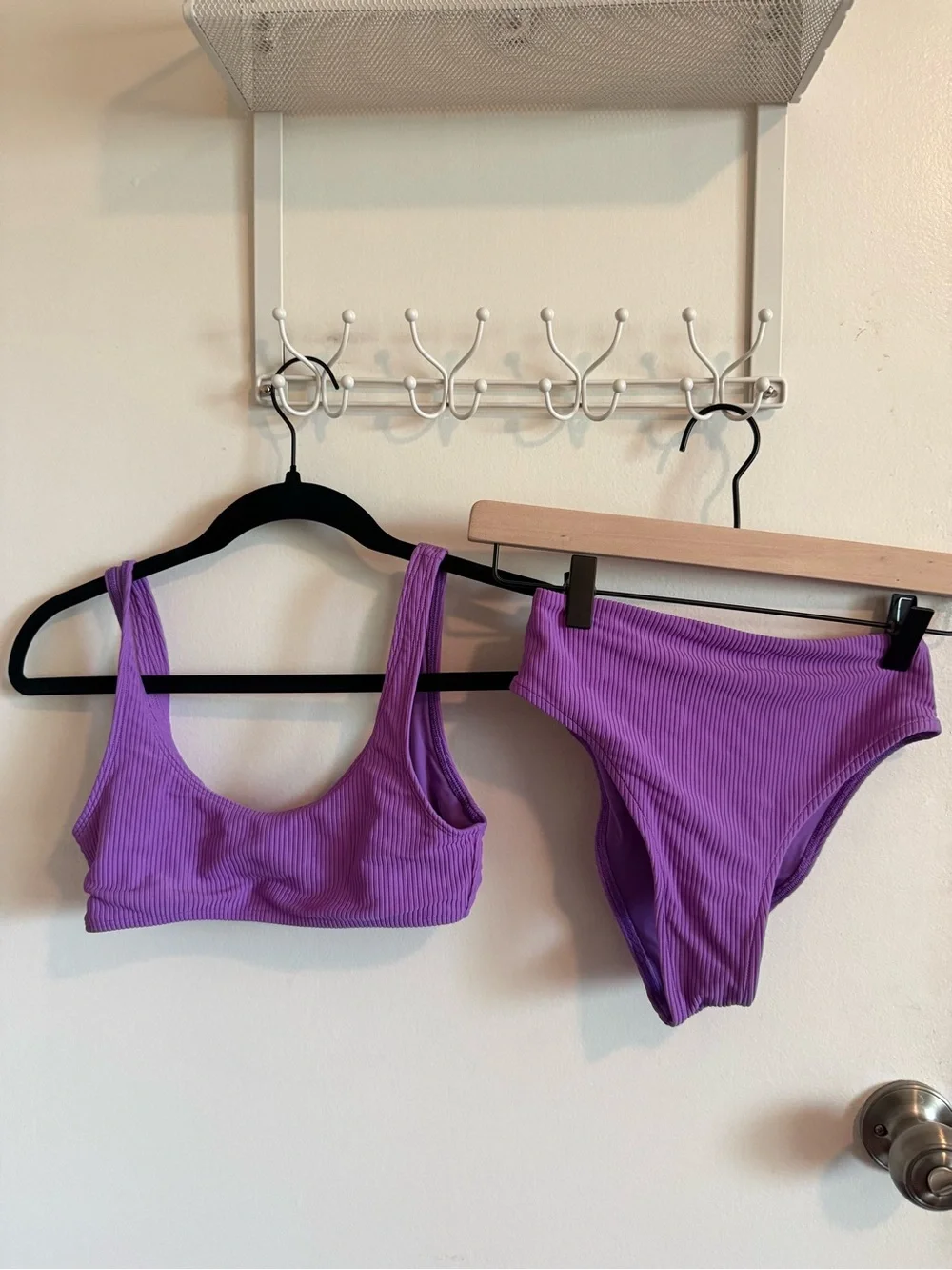 Frankie's Bikinis Purple Ribbed Scoop Bikini Set (NEVER WORN)